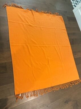 Pottery Barn Orange Fringe Throw Blanket